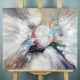 Obraz na płótnie o wymiarach 50x60 cm przedstawiający abstrakcyjną planetę
