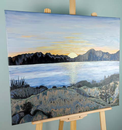 Krajobraz akryl zachód słońca