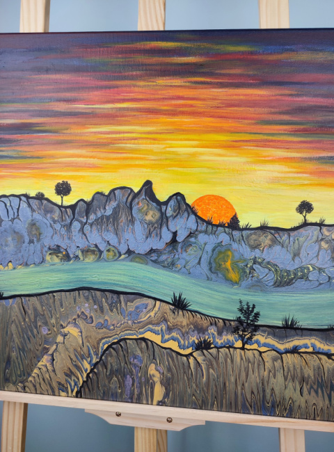 Zachodzące słońce Krajobraz na płótnie