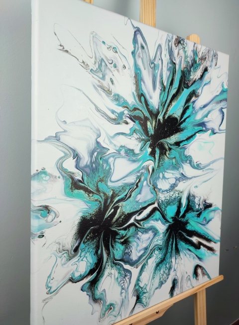 Obraz abstrakcyjny w odcieniach turkusu