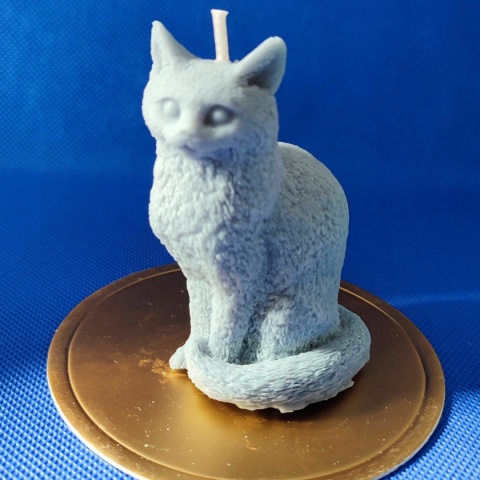 Świeca wolnostojąca - kot (przygaszony niebieski)