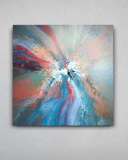 Obraz akrylowy pour painting – pastelowa abstrakcja, ręcznie malowany, nowoczesna dekoracja ścienna