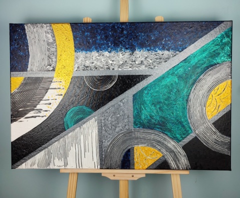 Geometryczna abstrakcja strukturalna, obraz na płótnie 60x90